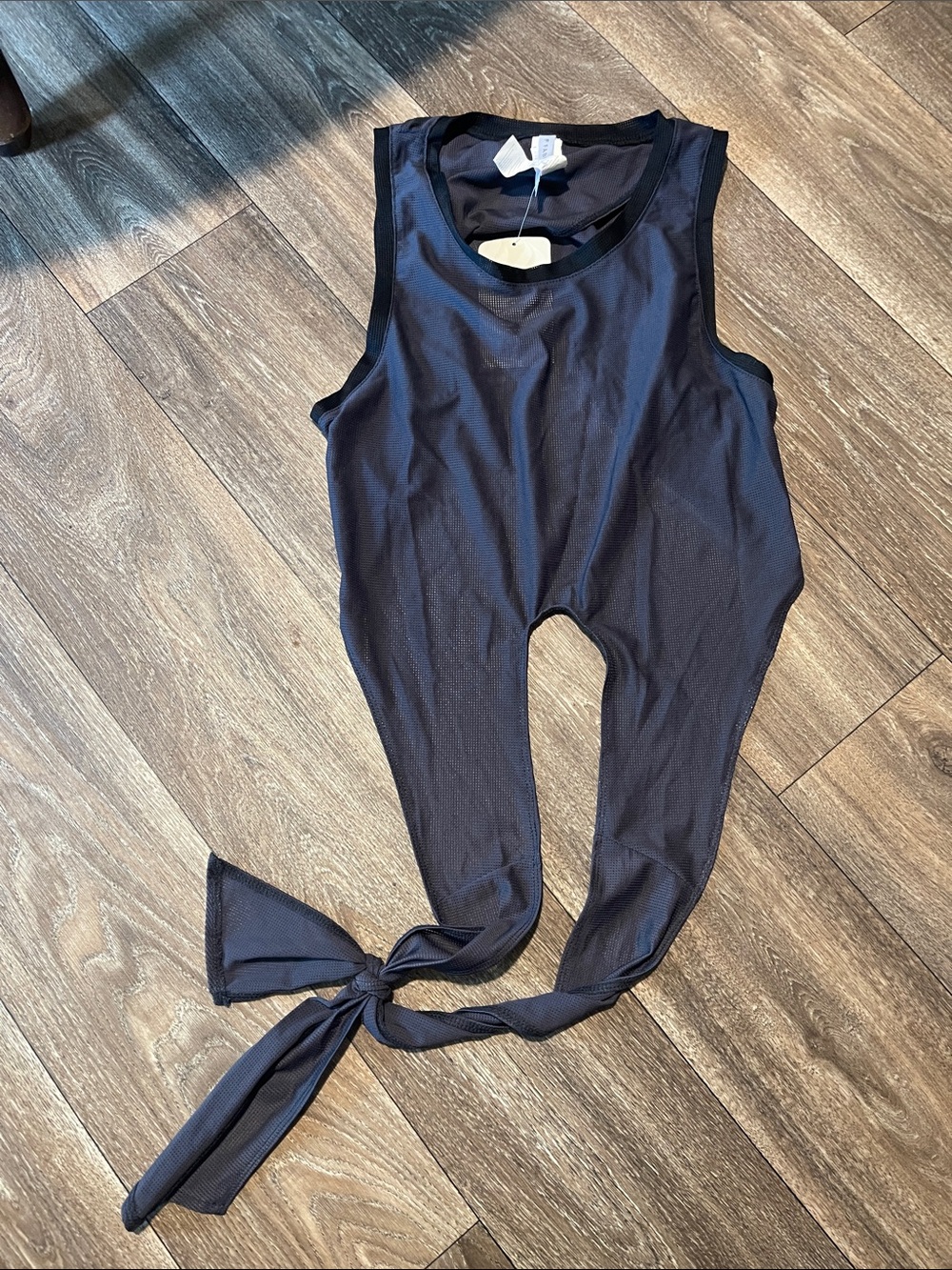 Fabletics Marissa Tie Up Mesh Tank Top NWT Size L (10-12) Grey